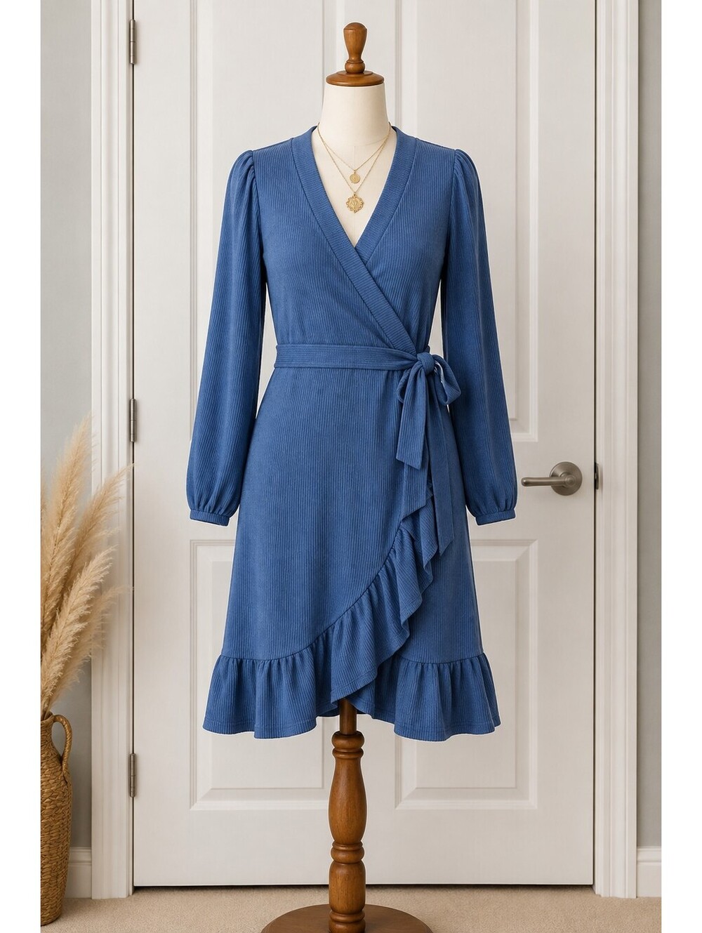 Simply Southern Womenβs Wrap Dress Ribbed Knit Long Sleeve XL 0196-0197